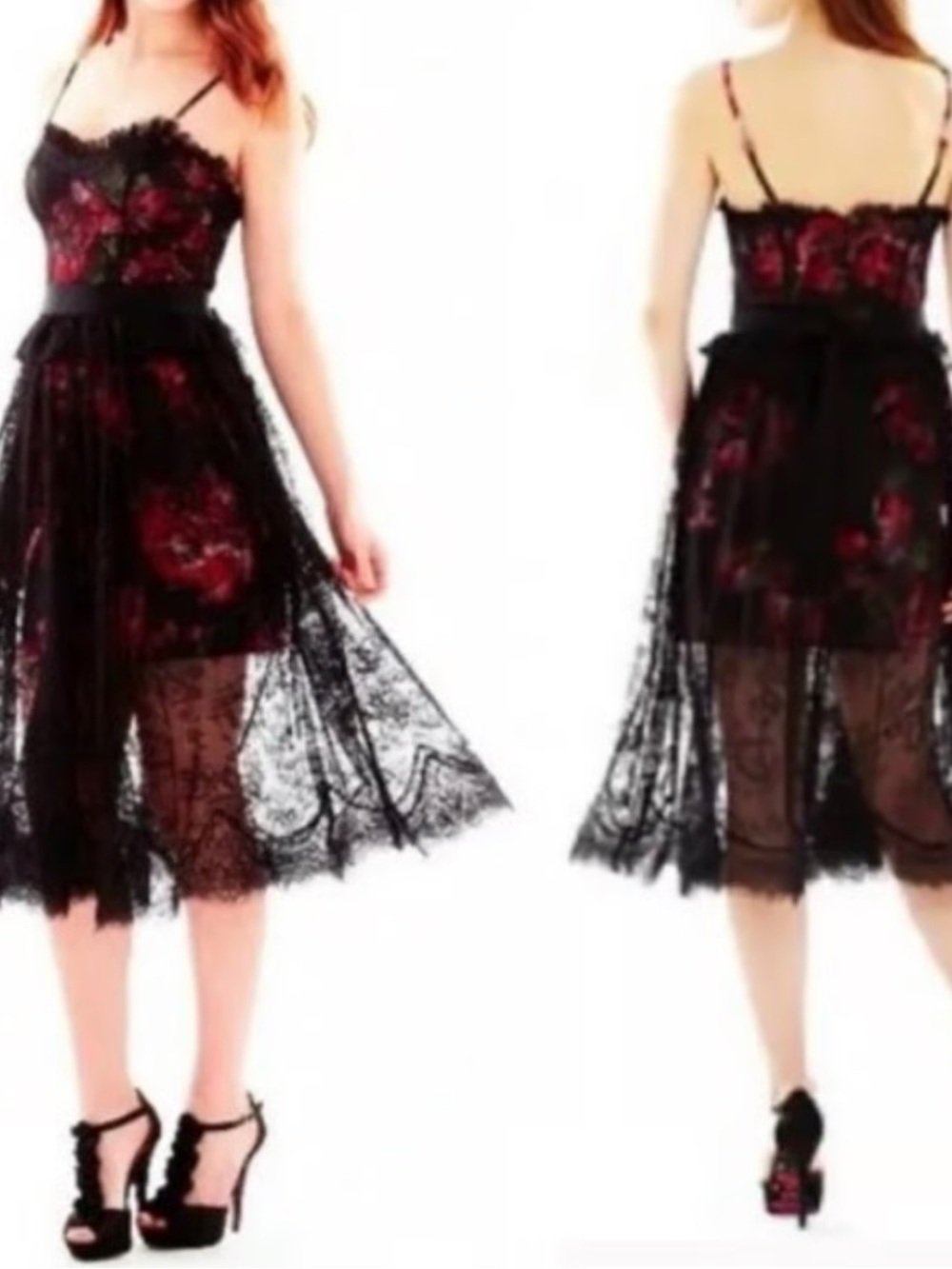 Pearl by Georgina Chapman with Black lace and red floral 12
